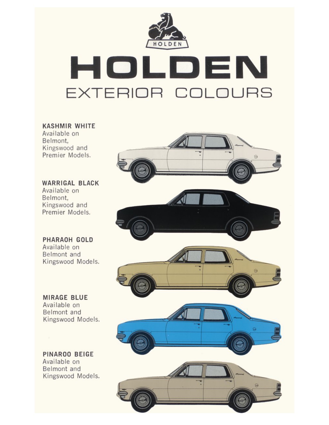 1969 HT Holden Colour Card